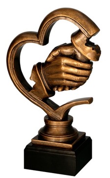 FIGURKA TROFEUM Puchar dłoń uścisk dłoni serce Podziękowanie +grawer