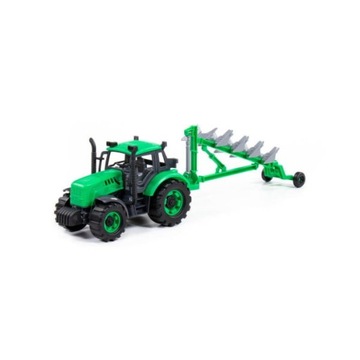 Traktor z pługiem zielony w pudełku Polesie Wader