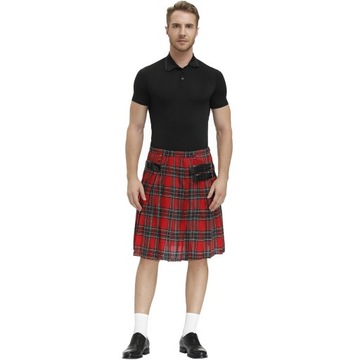 Cosplay dla dorosłych Męska spódnica sceniczna w szkocką kratę B54-9