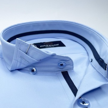 Duży rozmiar elegancka błękitna koszula męska z lycra PREMIUM Regular-fit