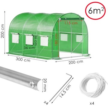 TUNEL FOLIOWY OGRODOWY 300x200x200cm folia UV4 ogrodniczy SZKLARNIA FOLIAK