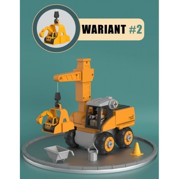 Мега-поворотный экскаватор для строительной площадки 5 в 1 XXL, набор WOOPIE DIY
