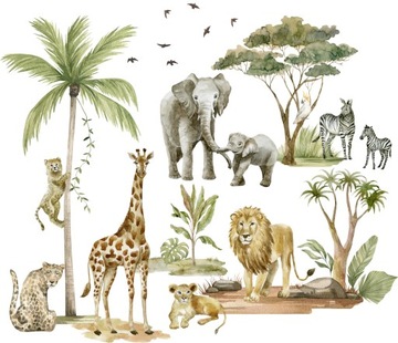 Naklejki na ścianę dla dzieci Zwierzęta Safari