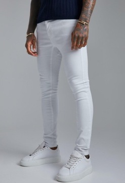 BOOHOOMAN BIAŁE SPODNIE JEANS RQZ XXJ__W36