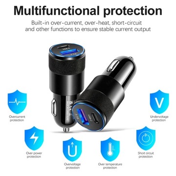 Автомобильное зарядное устройство USB мощностью 66 Вт для быстрой зарядки автомобиля типа C