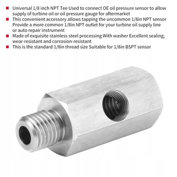 ADAPTER CZUJNIKA CIŚNIENIA OLEJU UNIWERSALNY TRÓJNIK 1/8 CAL NA M12X1,5