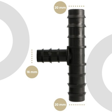 10x TRÓJNIK PE 20x16 MM WCISKANY WTYK ZŁĄCZKA ŁĄCZNIK WĘŻA RURY KROPLUJĄ C5