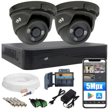 ZESTAW MONITORINGU DVS 2 SZARE KAMERY KOPUŁKA 5MPX