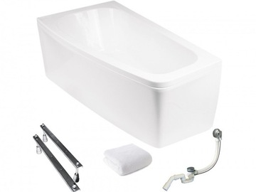 Wanna narożna z obudową Luna 150x80 lewa Besco gratis syfon nogi ręcznik