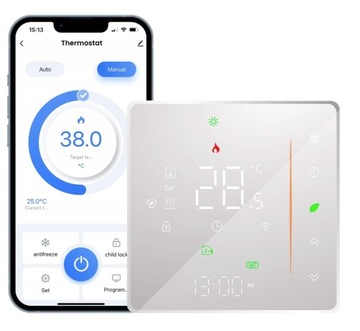 TERMOSTAT POKOJOWY WIFI TUYA DO BOJLERA BEZPRZEWODOWY DO PIECA STEROWNIK
