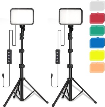 LAMPA LED 2 SZTUKI OŚWIETLENIE FOTOGRAFICZNE 5 WYMIENNYCH FILTRÓW 156 CM