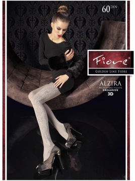 Rajstopy wzór 3D FIORE ALZIRA 60DEN light grey 2