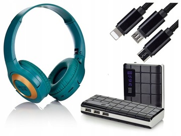 BLUETOOTH SŁUCHAWKI MŁODZIEŻOWE + POWERBANK 20000