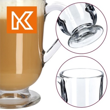 6x НАБОР СТАКАНОВ ДЛЯ КОФЕ ЛАТТЕ, ЧАЯ 300 мл С РУЧКОЙ