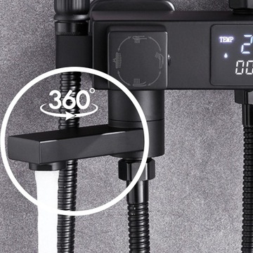 ДУШЕВАЯ КОЛОННА С ЛЕНТОЙ И НАБОРОМ ДОЖДЕВОГО ТОКА, ЧЕРНАЯ, НАВЕРХНИЙ МОНТАЖ + LED