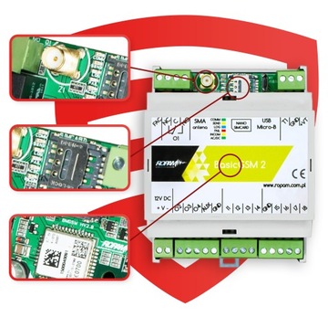 BasicGSM-D4M 2 Модуль ROPAM GSM SMS-уведомление E-MAIL GPRS, DIN, 8 входов