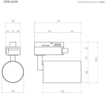 Прожектор на треке GU10, белый, X-LINE, STR-GU10-W