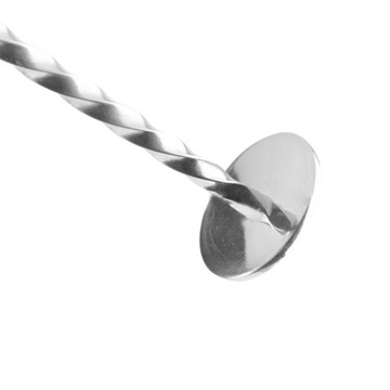 Стальная спиральная барменская ложка с основанием, 26 см.