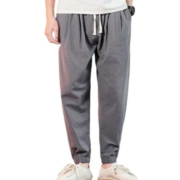 Men Pants Drawstring Elastic Waist Harem Jogger Pa