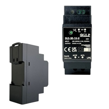 Zasilacz DIN 15V 2A 30W na szynę do WIDEODOMOFONU i LED zamiennik HDR-30-15