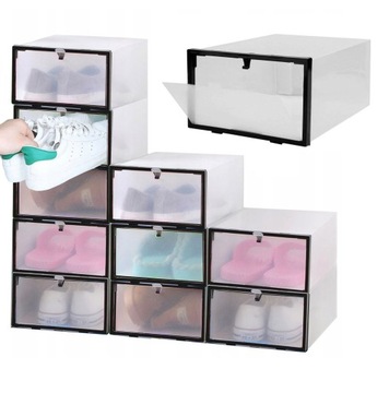 4x КОРОБКА-ОРГАНИЗАТОР ДЛЯ ОБУВИ КОНТЕЙНЕР ДЛЯ ОБУВИ С КЛАПАНОМ