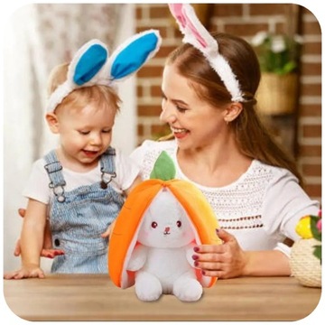 ПЛЮШЕВАЯ ИГРУШКА-МАСКОТ КРОЛИК КЛУБНИКА МОРКОВЬ ИГРУШКА ДЛЯ ОБНИМАНИЙ 2 В 1 ПОДАРОК