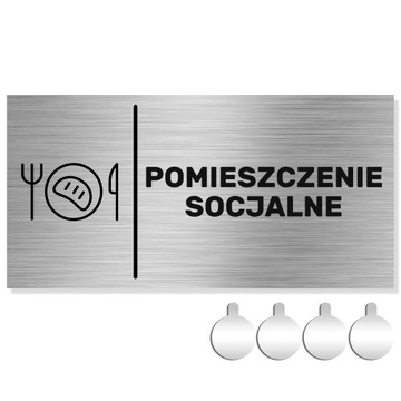 NIERDZEWNA Tabliczka na drzwi/ścianę POMIESZCZENIE SOCJALNE 10x20 Aluminium