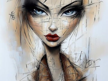 PLAKAT NOWOCZESNY PORTRET KOBIETA SZKIC MODERN ART 100x75