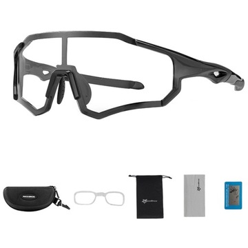 ROCKBROS OKULARY ROWEROWE FOTOCHROMOWE UV400 WYGODNE WYTRZYMAŁE CZARNE