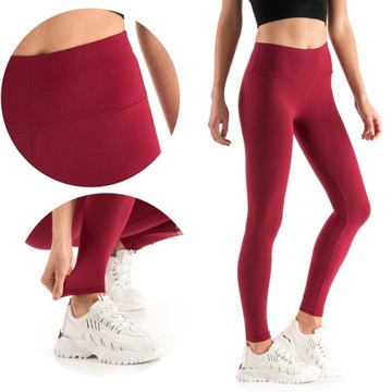 LEGGINSY DAMSKIE Z WYSOKIM STANEM GETRY BORDOWE 44
