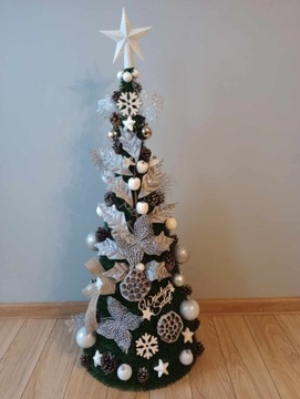 Елка 80СМ украшенная светодиодными лампочками КОНУС со светодиодной декорацией ГОТОВО