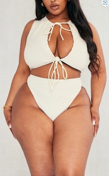 DÓŁ OD STROJU KĄPIELOWEGO TEKSTUROWANY BEŻOWY PLUS SIZE PRETTYLITTLETHING
