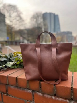 TOREBKA SHOPPER LAURA BIAGGI SKÓRA NAT. MIĘKKA CIEMNY BRĄZ LUX 972H