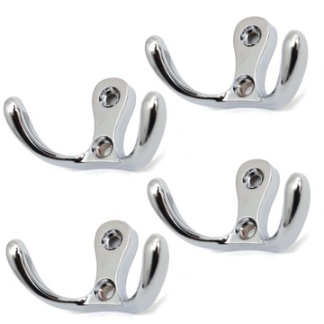 4x Wieszak na Ścianę Haczyk Ścienny na Ubrania Metalowy Chrom