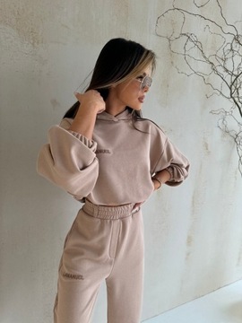 Komplet LaManuel GYAL M L beżowy premium dres bluza