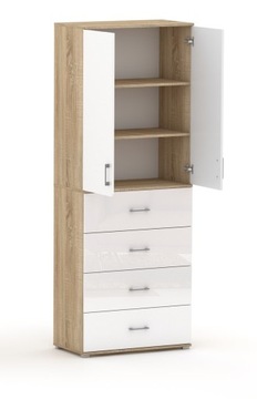 Szafa z szufladami POLA 215 4S3P2D Dąb Sonoma 80/53 cm Biały - POŁYSK