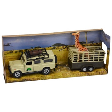 284438 AUTO LAND ROVER Z PRZYCZEPĄ i ŻYRAFĄ HIPO