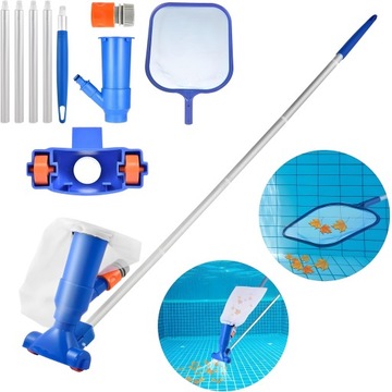 Odkurzacz DO BASENU zestaw do czyszczenia basenowy dna oczka wodnego siatka