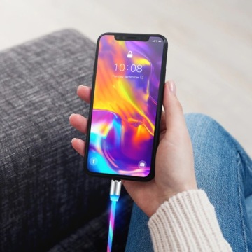 МАГНИТНЫЙ КАБЕЛЬ ДЛЯ ЗАРЯДКИ ТЕЛЕФОНА USB-C MICRO USB IPHONE, СВЕТЯЩИЙСЯ