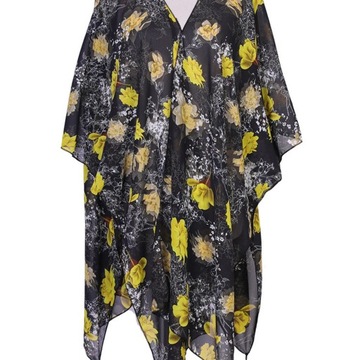 Женское кимоно с цветочным принтом, кардиганы, шифоновые пляжные накидки, свободные повседневные платья