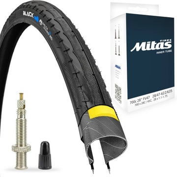 Zestaw opona rowerowa BLACK1 Rapid 28x1 / 37-622 + dętka MITAS - FV Presta
