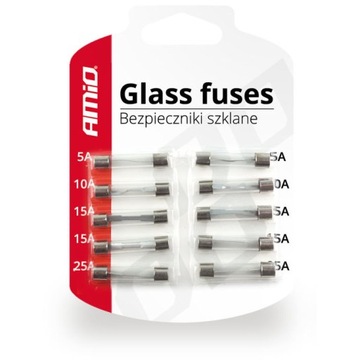 Bezpiecznik szklany rurkowy 32mm 5A-25A 10 sztuk