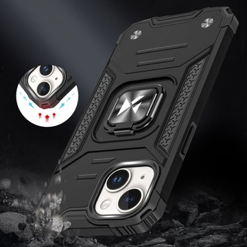 Бронированный чехол с держателем для пальца для iPhone 15 Plus Ring Armor, красный