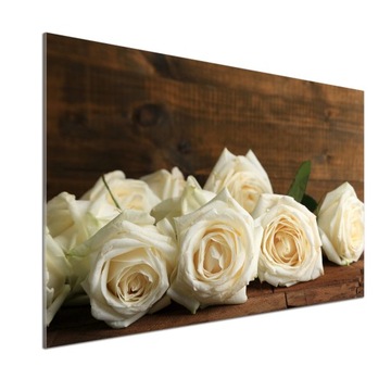 Panel dekor szkło Białe róże 100x70 cm + KLEJ