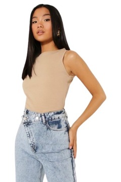 Boohoo damskie brązowe dopasowane body M