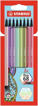 Pisaki zakreślacze Stabilo Pen 68 pastel 8 kol etu