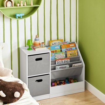 SoBuy Полка Книжный шкаф Игрушки Книги Шкаф 2 Корзина для детей KMB76-W