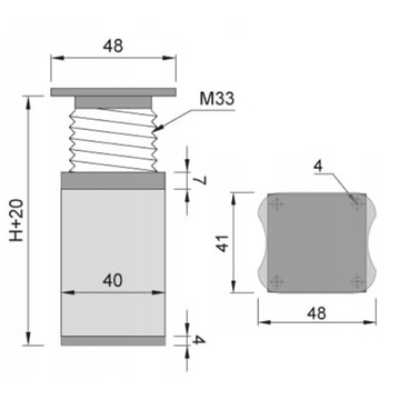 4x МЕБЕЛЬНЫЕ НОЖКИ РЕГУЛИРУЕМЫЕ МЕБЕЛЬНЫЕ НОЖКИ 40x40 H-60mm МАТОВЫЙ ЧЕРНЫЙ
