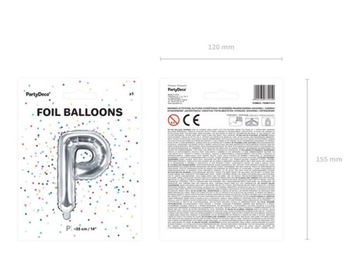 Balon foliowy Litera ''P'', 35cm, srebrny FB2M-P-0