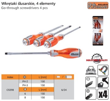 Zestaw wkrętaków ślusarskich do pobijania C5398